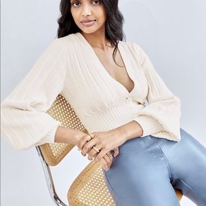 Aritzia Wilfred Plunge Front Cardigan in color Oak size Small